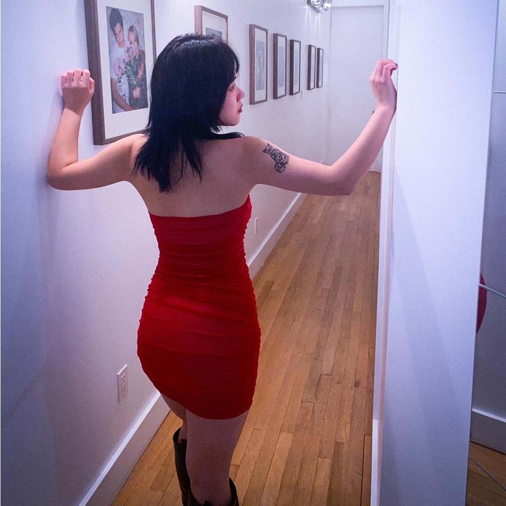 Oh Polly red bodycon halted dress (lucky date dress)